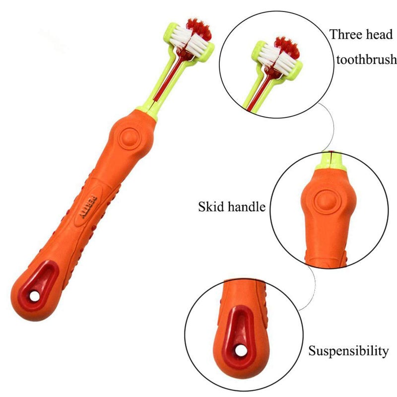 Orgrimmar 2 Pcs Three Sided Pet Toothbrush Dog Brush Addition Bad Breath Tartar Teeth Care Dog Cat Cleaning Mouth - Image 2